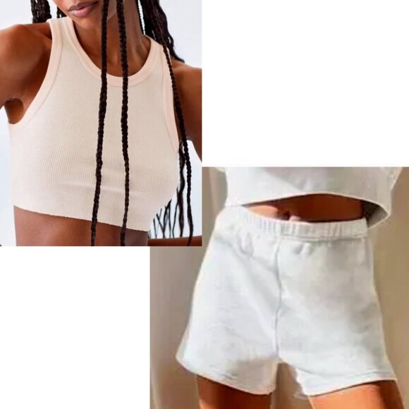 ARITZIA Tna Ribbed Crop Tank  & Airy AF Fleece Perfect 3" Shorts 2 pc Bundle, XS - Picture 8 of 8